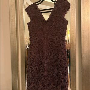 Tadashi Shoji Burgundy Lace Midi Dress